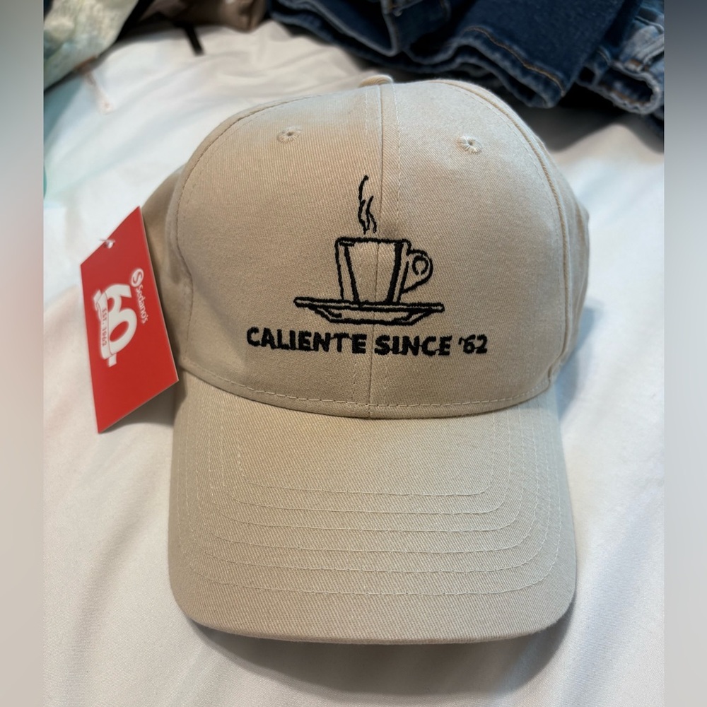 Tan Baseball Cap with Coffee Embroidery